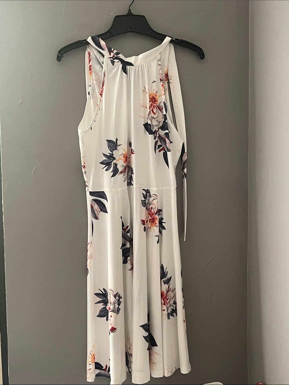 Floral Halter Midi Dress in White